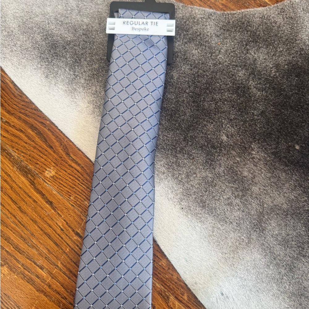 Bespoke Blue and Gray Men's Tie